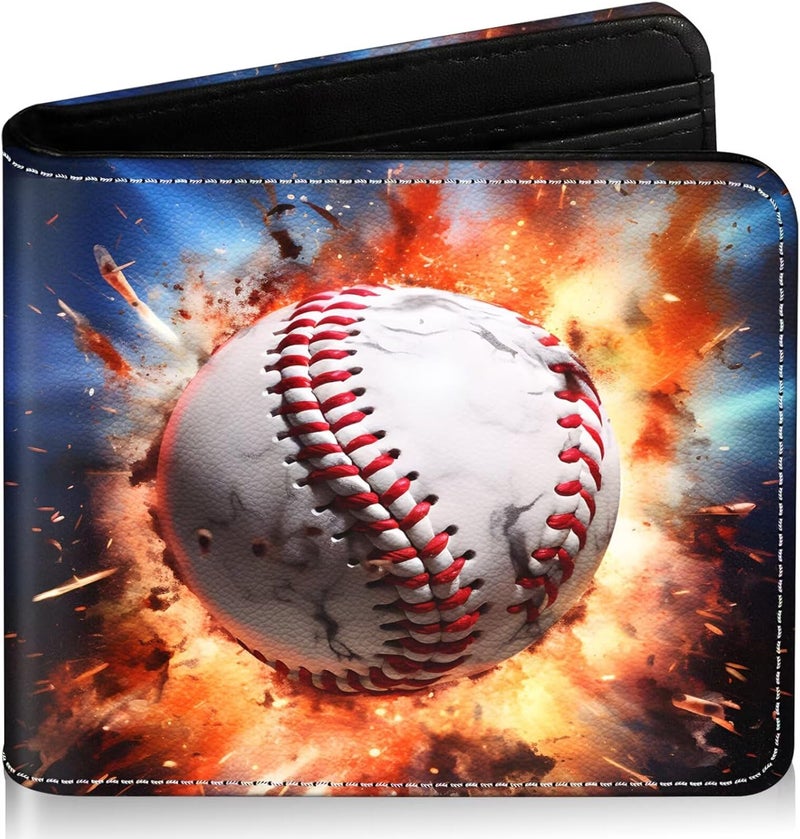 ZHIMEBYE Boys Wallet for Kids, Cool Kids Wallet for Boys Ages 8-10 9-12 11-15, Funny Baseball Leather Bifold Rfid Blocking, Coin Pocket Id Window for Teen Men Youth Guys Birthday Christmas Gifts - Image 1